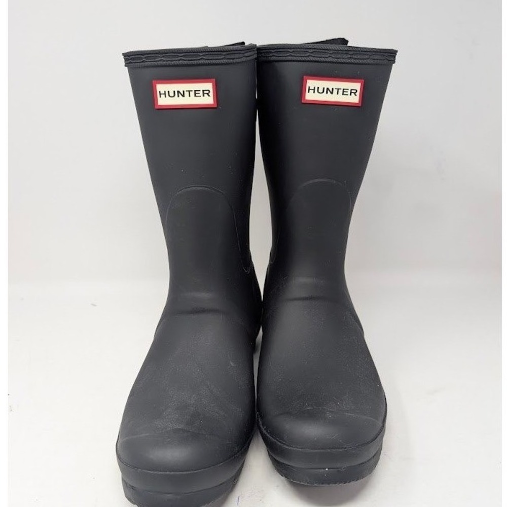 Hunter Original Short Back Adjustable Rain Boots Black Women's sz 10